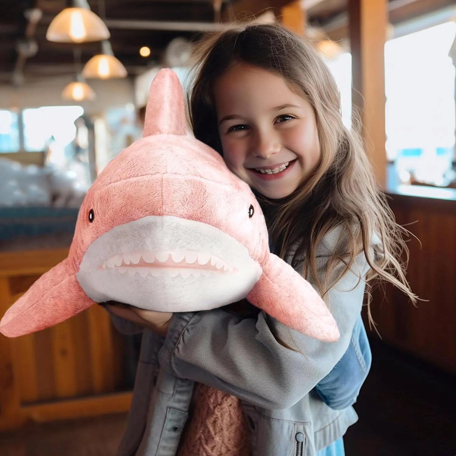 MUPI Shark Stuffed Animal Plush 31" Cute Shark Toy Plush Pillows Soft Cotton Sharks Plushies Ocean Sea Animal Doll Gifts for Boys Girls Kids Adults（Pink）