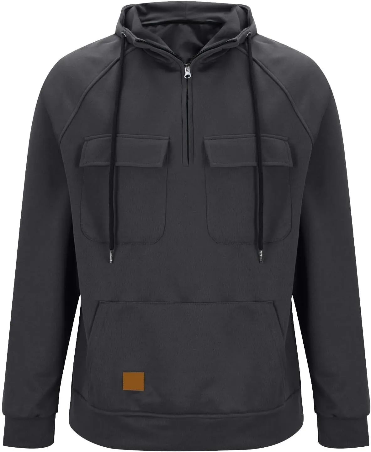 Muscularfit Causal Hoodies for Men 2025 Fashion Long Sleeve Tactical Cargo Sweatshirts Quarter Zipper Shirts Multi Pockets