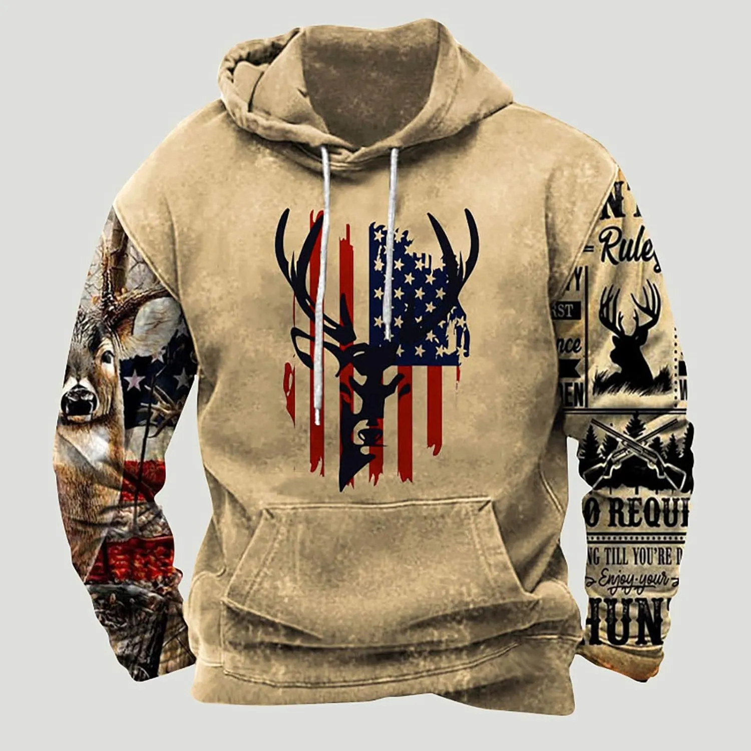 Muscularfit Hoodies for Men Fashion Drawstring Aztec Ethnic Print Hooded Sweatshirts Casual Long Sleeve 4th Of July Shirts