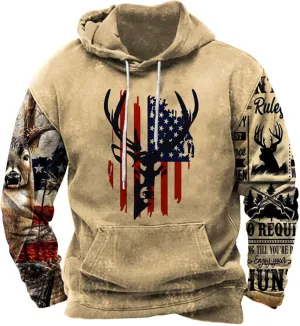 Muscularfit Hoodies for Men Fashion Drawstring Aztec Ethnic Print Hooded Sweatshirts Casual Long Sleeve 4th Of July Shirts