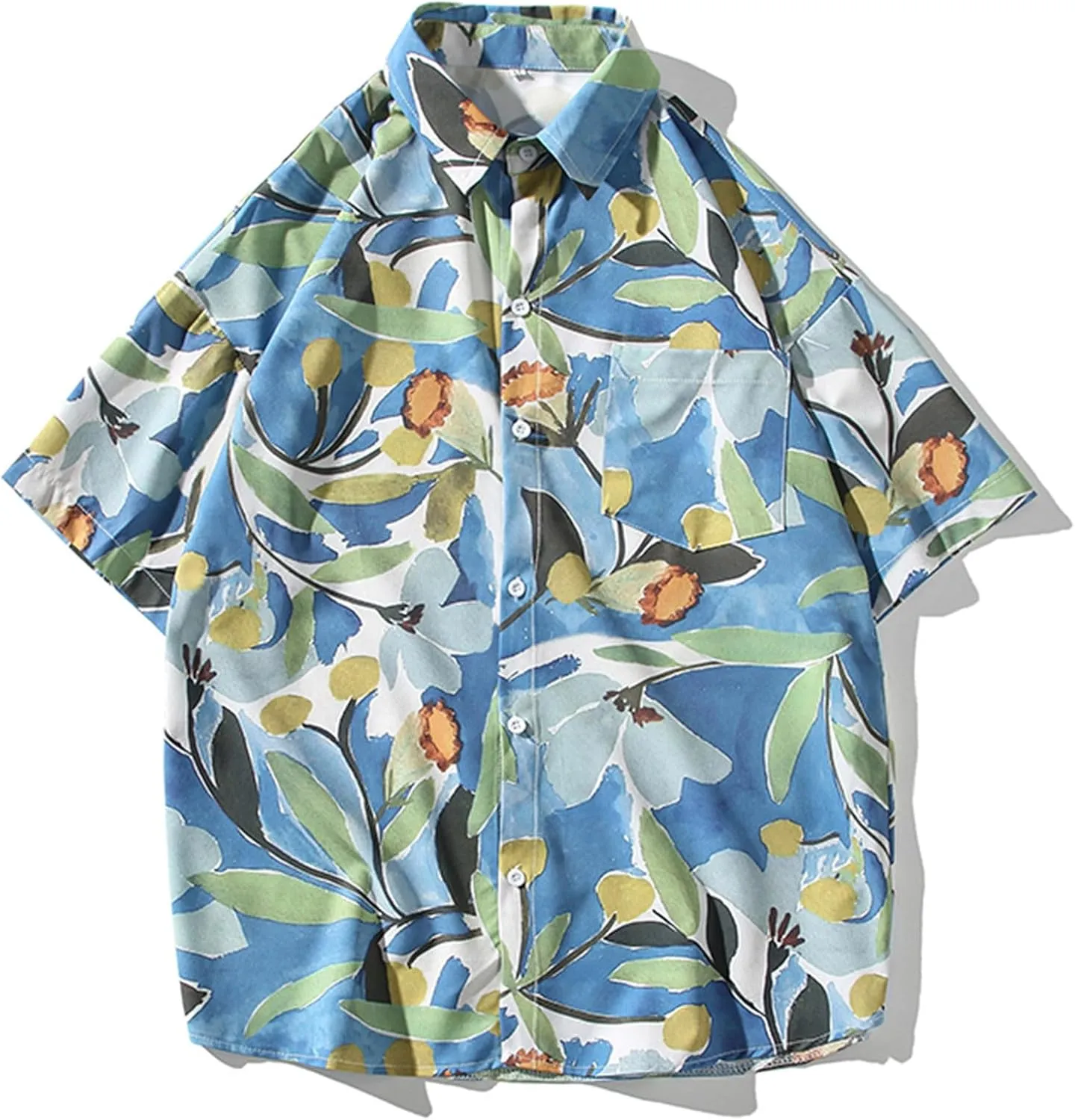 Muscularfit Mens Beach Shirts Casual Stylish Short Sleeve Floral Graphic Tee Shirt Summer Hawaiian Vacation Button Down Shirt