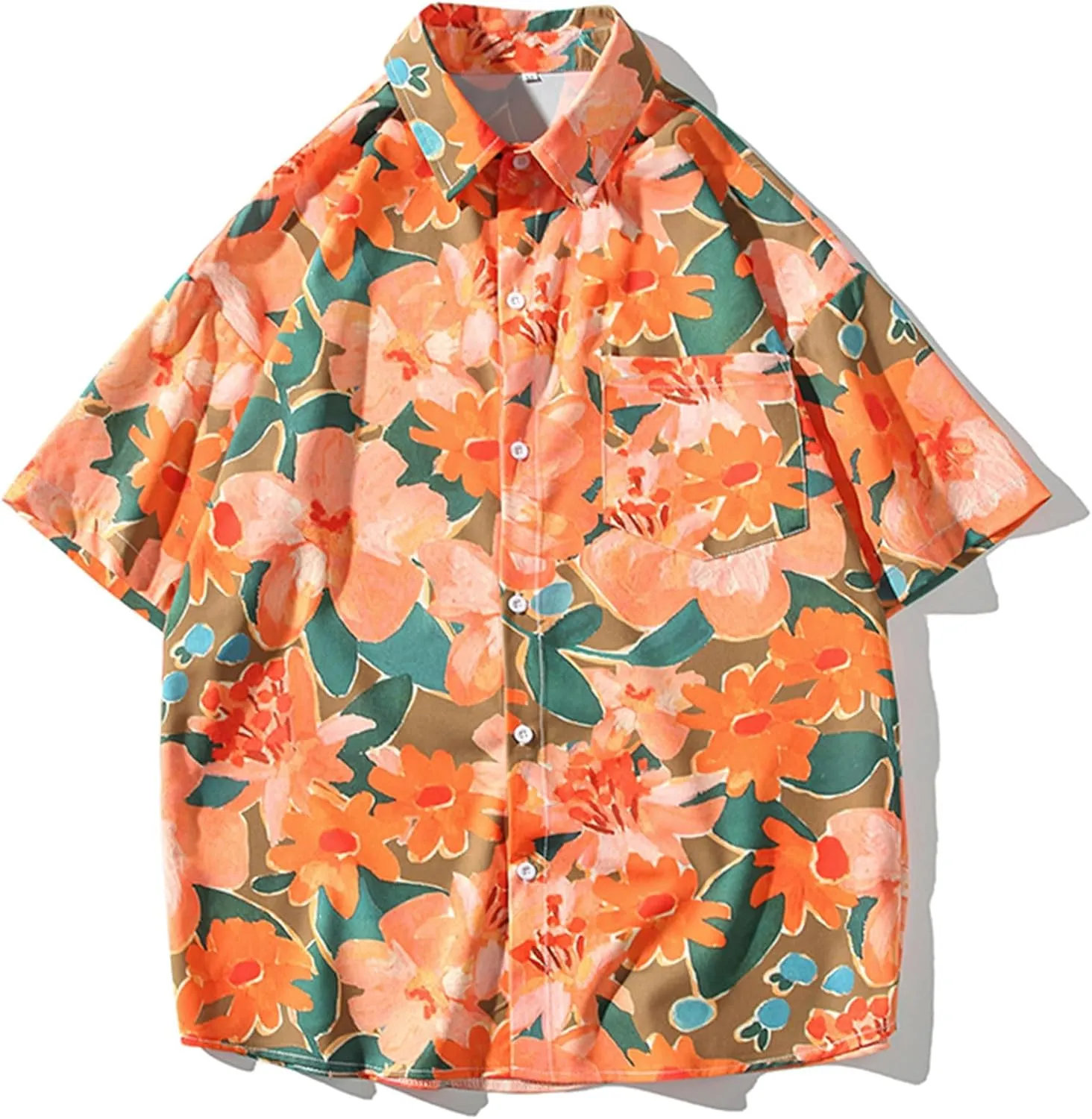 Muscularfit Mens Beach Shirts Casual Stylish Short Sleeve Floral Graphic Tee Shirt Summer Hawaiian Vacation Button Down Shirt