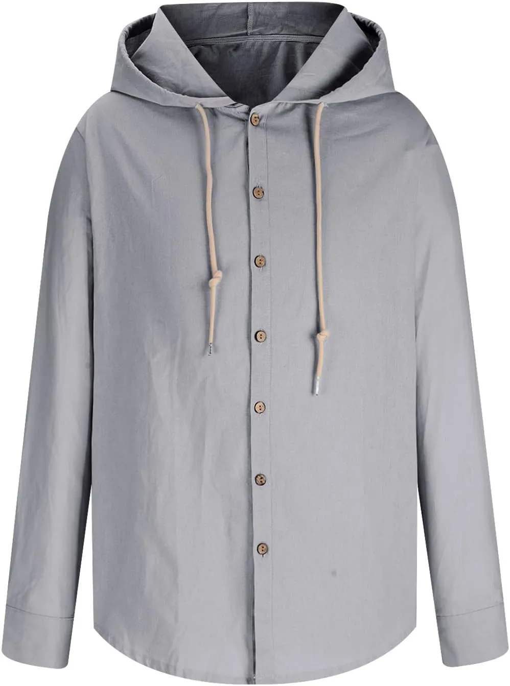 Muscularfit Men's Fashion Hoodies & Sweatshirts Drawstring Casual Long Sleeve Cotton Linen Shirts Fashion Button Down Hoodies