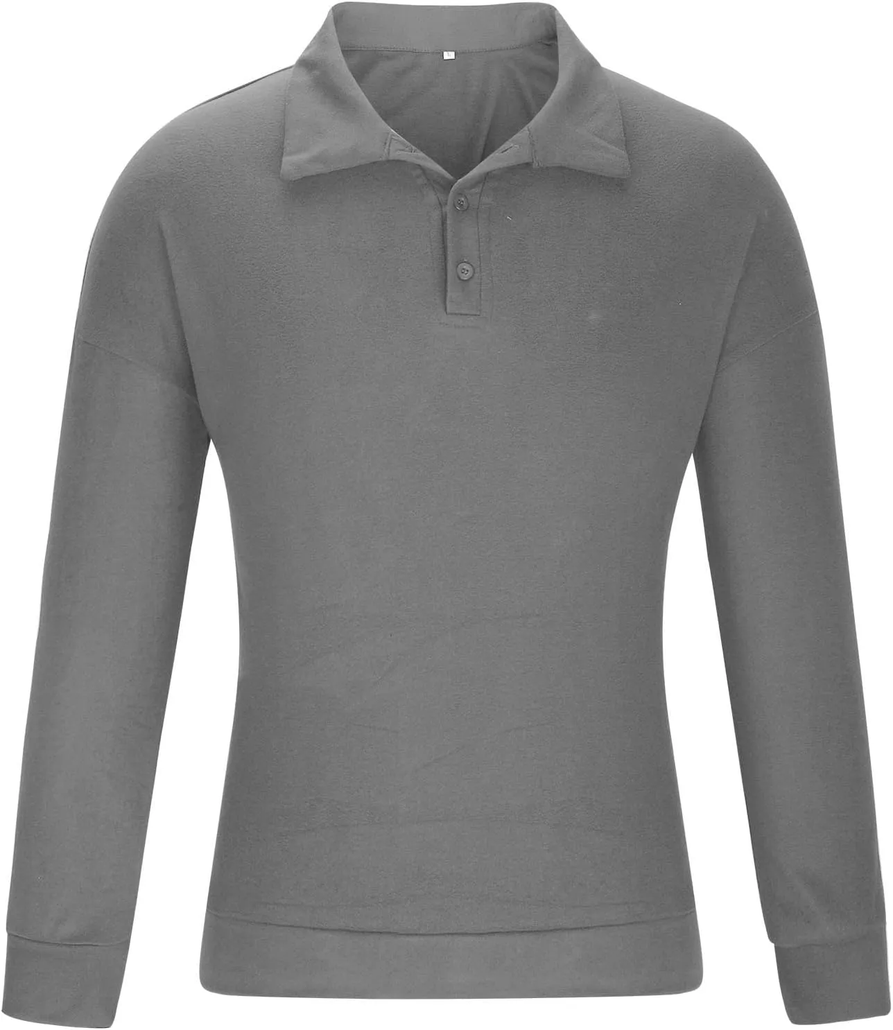 Muscularfit Mens Shirts Casual Long Sleeve Solid Button Down T-Shirts Lightweight Collar Polo Shirt Loose Pullover Henley Tee
