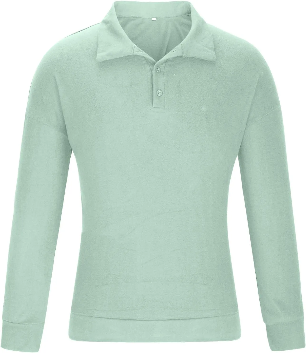 Muscularfit Mens Shirts Casual Long Sleeve Solid Button Down T-Shirts Lightweight Collar Polo Shirt Loose Pullover Henley Tee