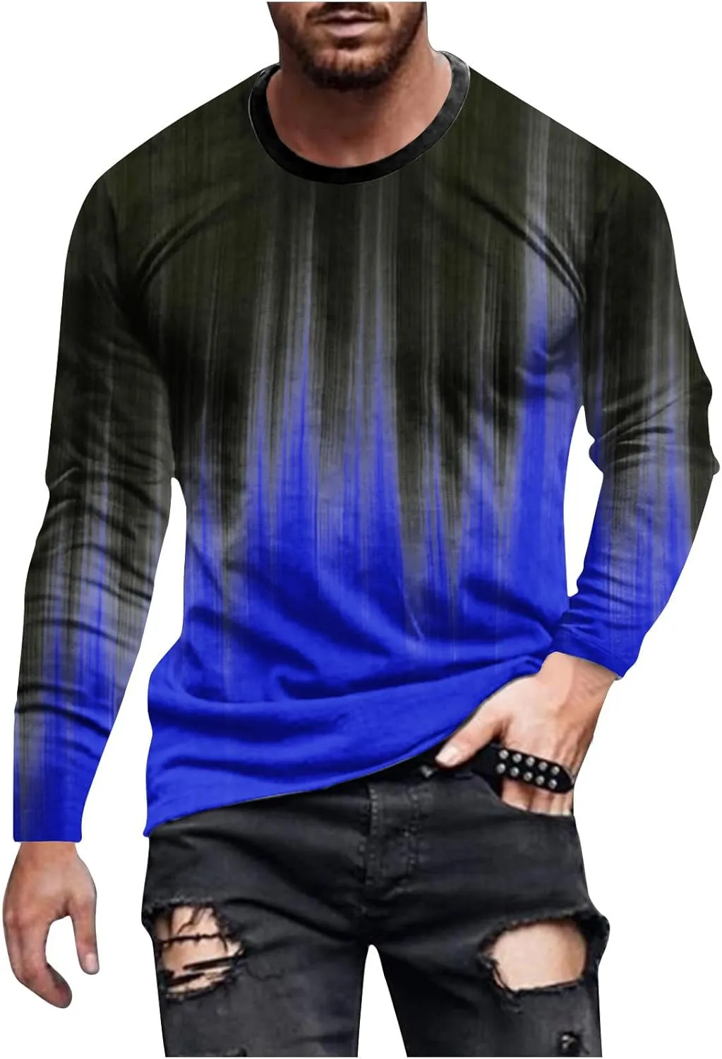 Muscularfit Mens Sweatshirt Causal Stylish Long Sleeve Contrast Color Crewneck Shirts Lightweight Gym Athletic Loose Pullover