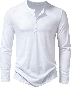 Muscularfit Mens Tshirts Long Sleeve Half Button Down Polo Shirt Casual Cotton Solid Work Henley Tees Shirt Trendy Clothes