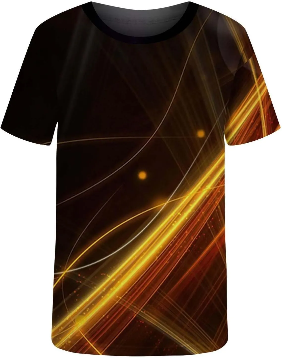 Muscularfit Shirts for Men Graphic Tees 3D Beam Print Casual Short Sleeve Shirts Big and Tall Loose Pullover Trendy Clothes