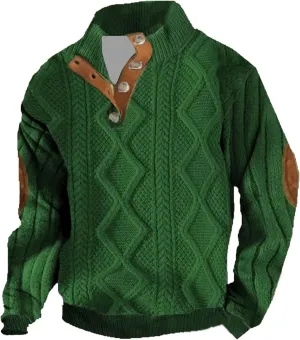 Muscularfit Sweaters for Men 2024 Fashion Long Sleeve Ribbed Knitted Button Up Sweatshirts Causal Loose Pullover Shirts Tops