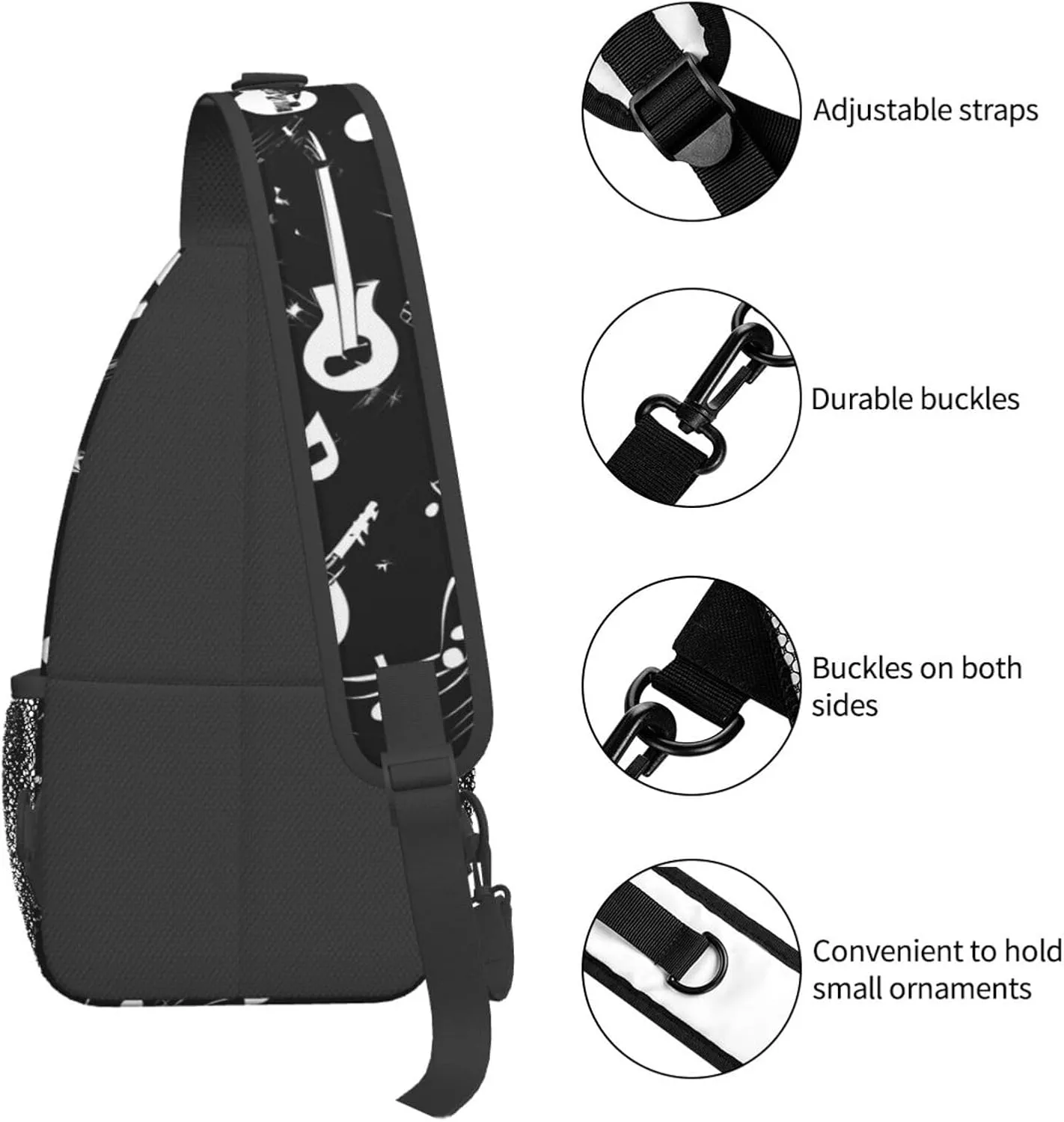 Music Symbols Love High Storage Capacity Chest Bag Diagonally Sling Backpack Crossbody Shoulder Bag For Men Women
