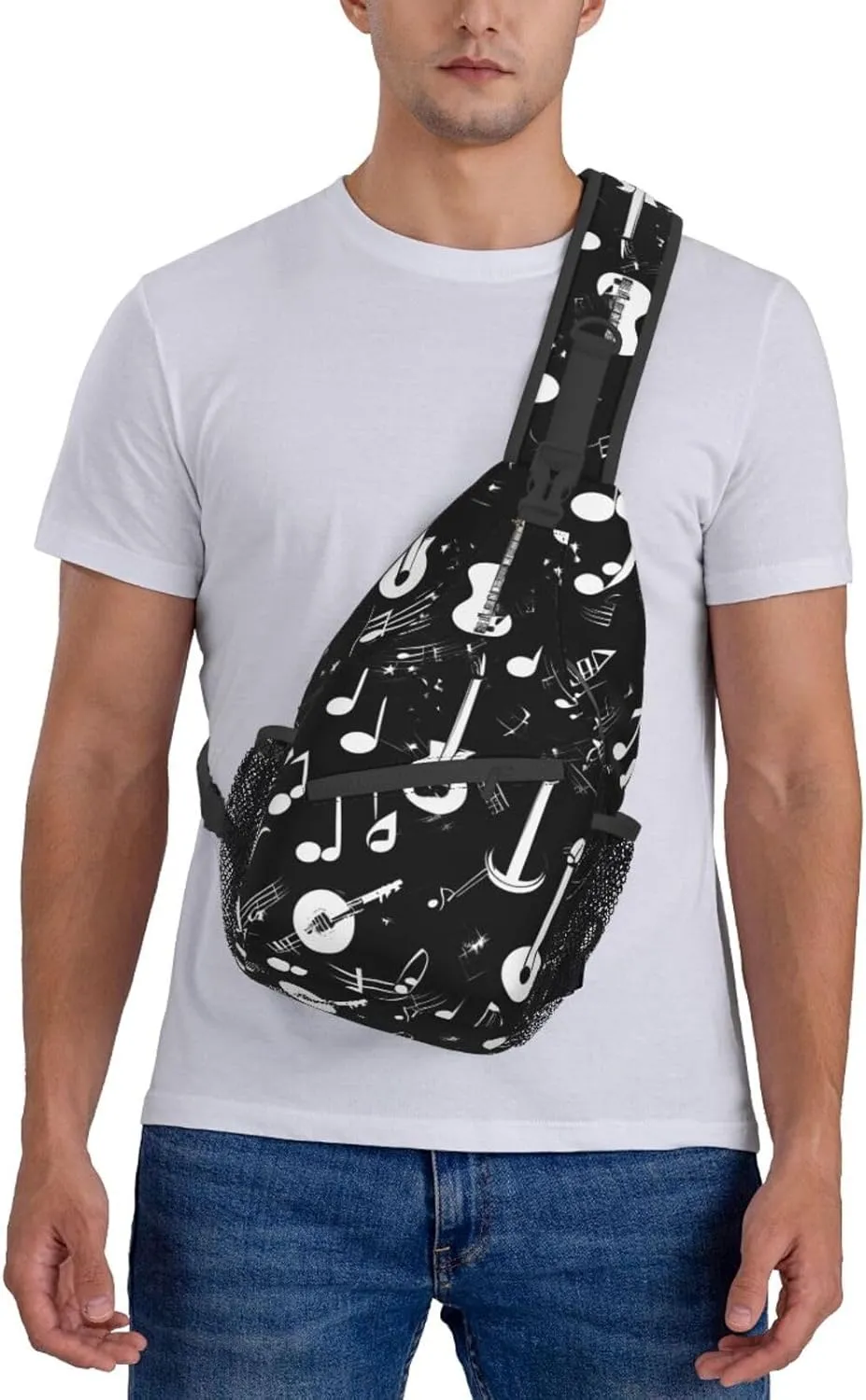 Music Symbols Love High Storage Capacity Chest Bag Diagonally Sling Backpack Crossbody Shoulder Bag For Men Women