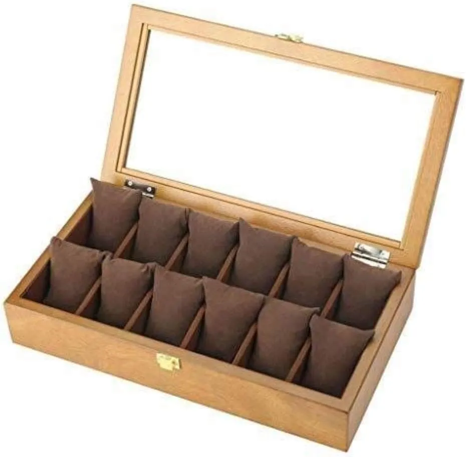 MUSUMI Vintage Wooden Glass Sunroof Watch Box 12 Bracelet Bracelet Display Box Collection Storage Jewelry Box Fashion