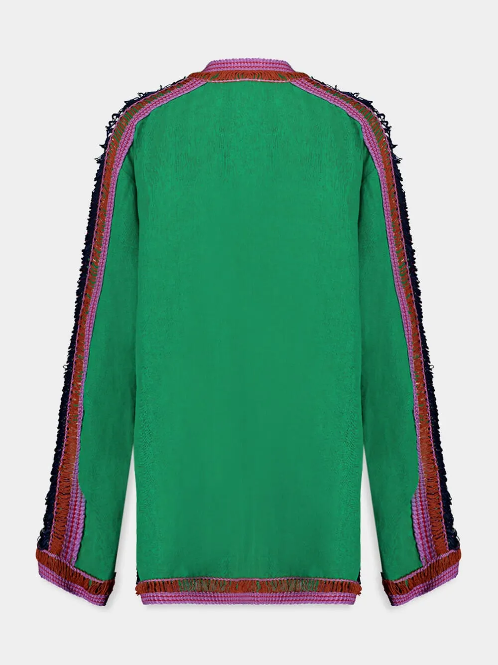 Myosolis Jolly Green Linen Top with Embroidered Patches