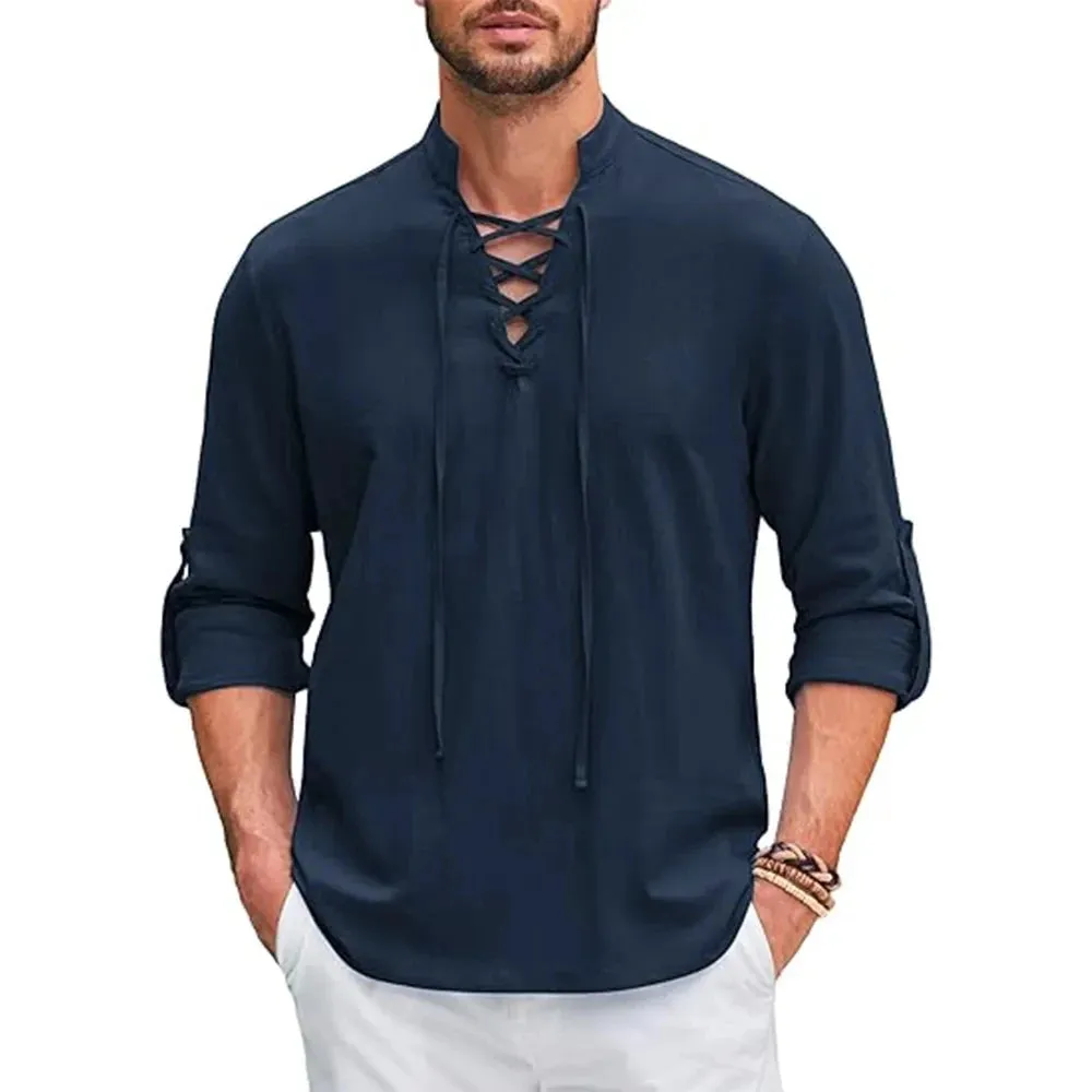 Naranjo Slanted Placket Linen Shirt