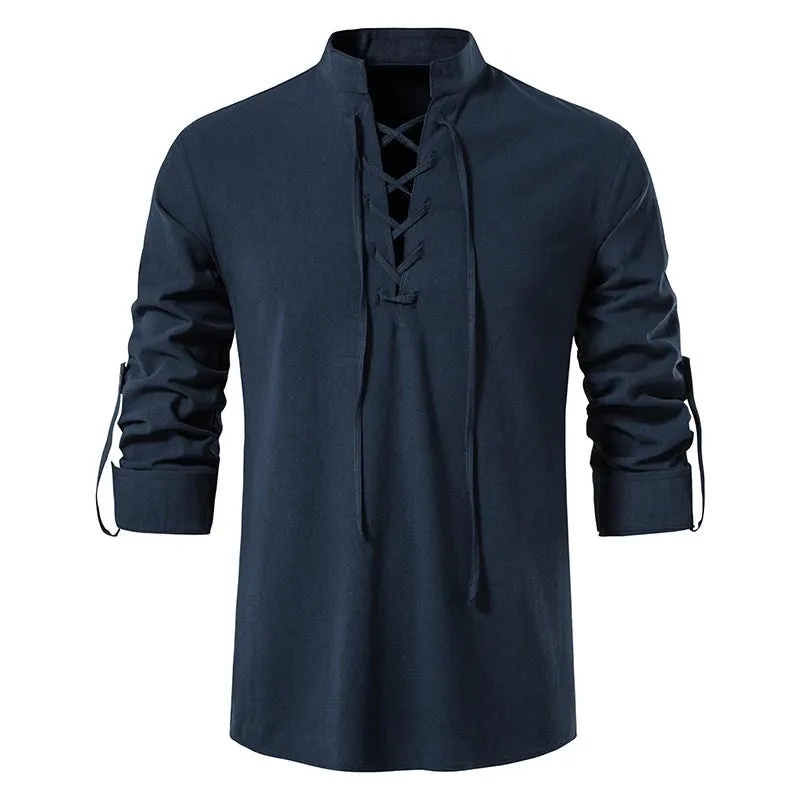 Naranjo Slanted Placket Linen Shirt
