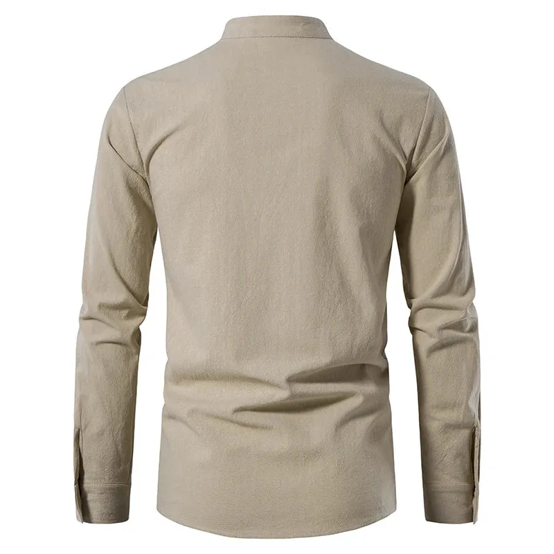 Naranjo Slanted Placket Linen Shirt