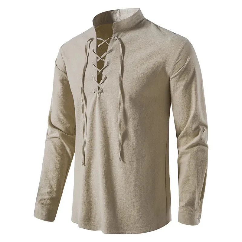 Naranjo Slanted Placket Linen Shirt