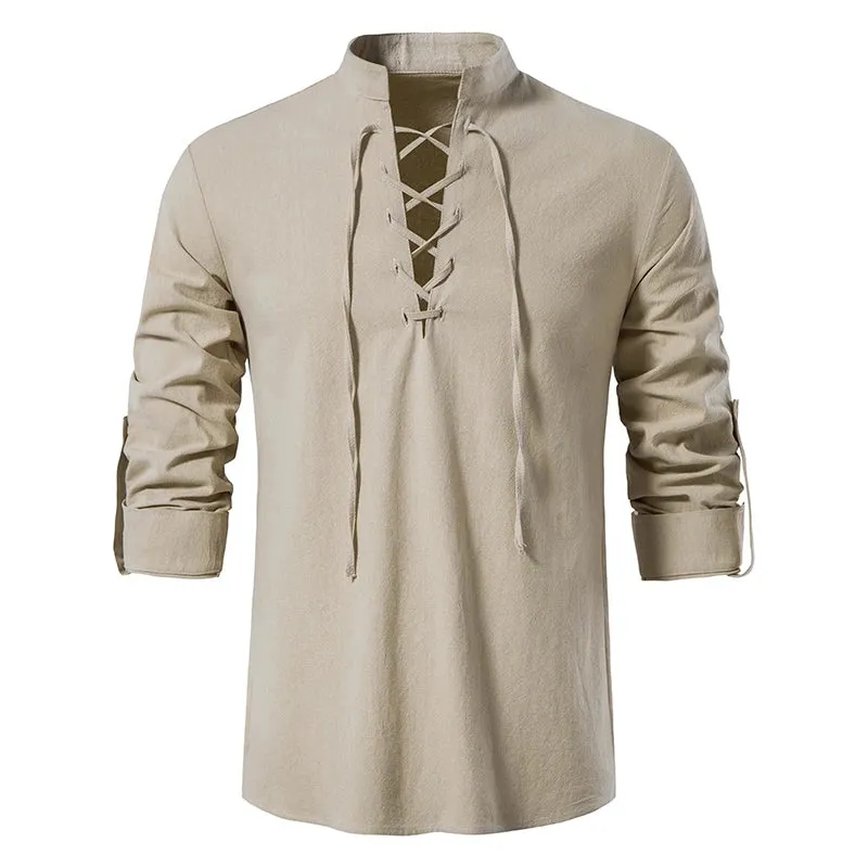 Naranjo Slanted Placket Linen Shirt