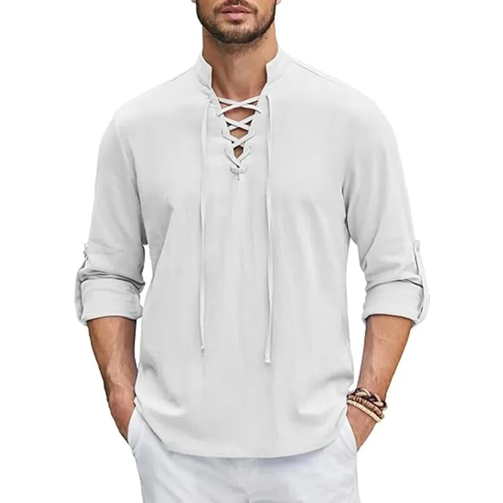 Naranjo Slanted Placket Linen Shirt