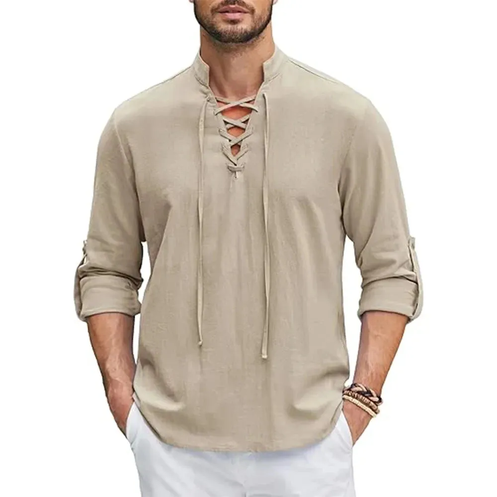 Naranjo Slanted Placket Linen Shirt