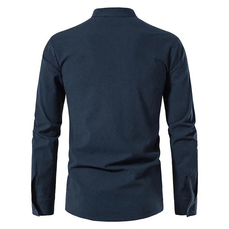 Naranjo Slanted Placket Linen Shirt