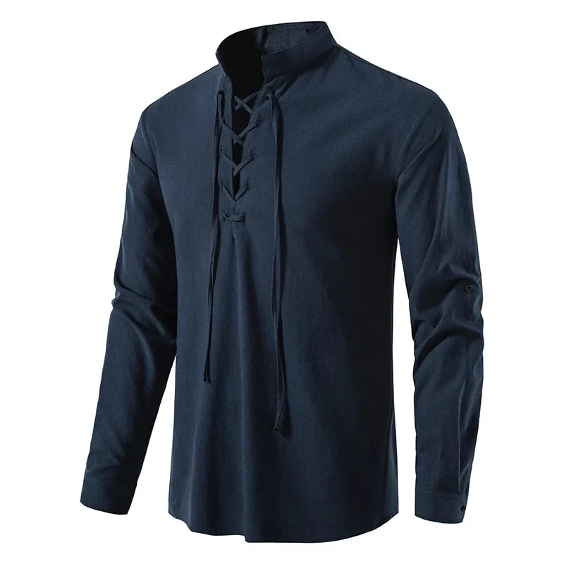 Naranjo Slanted Placket Linen Shirt