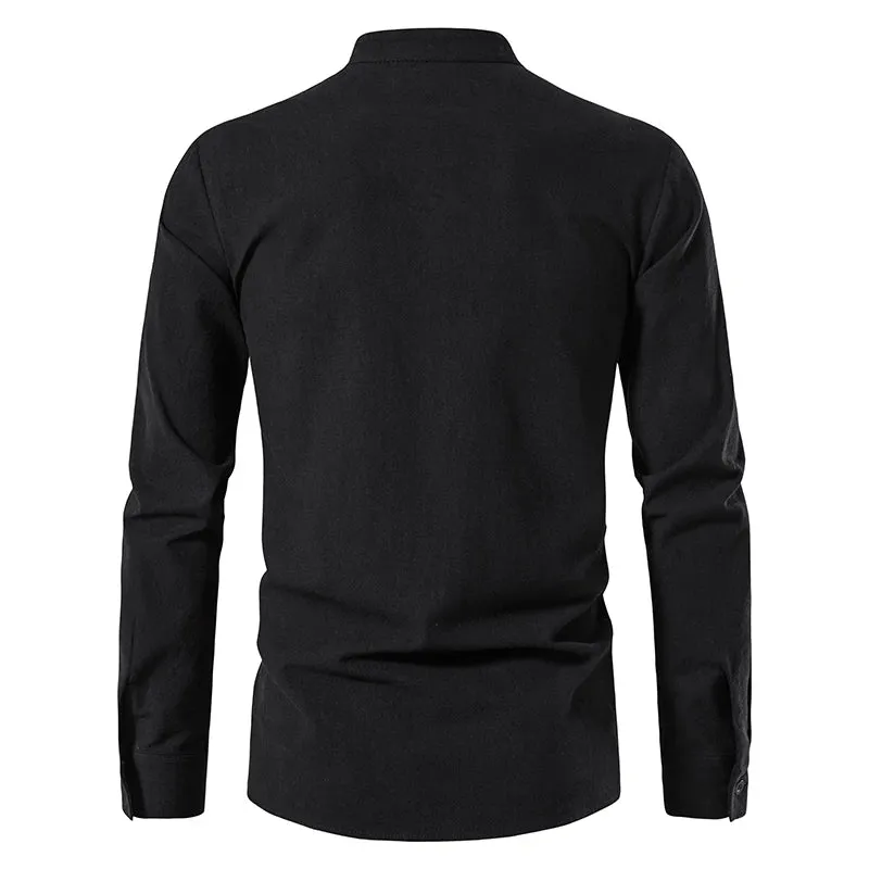 Naranjo Slanted Placket Linen Shirt