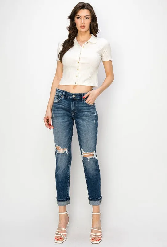 Natalia Mid Rise Boyfriend Jeans