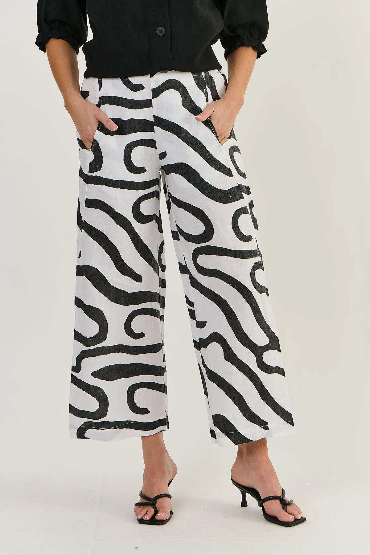 Naturals by O&J Linen Pants Black Ribbon