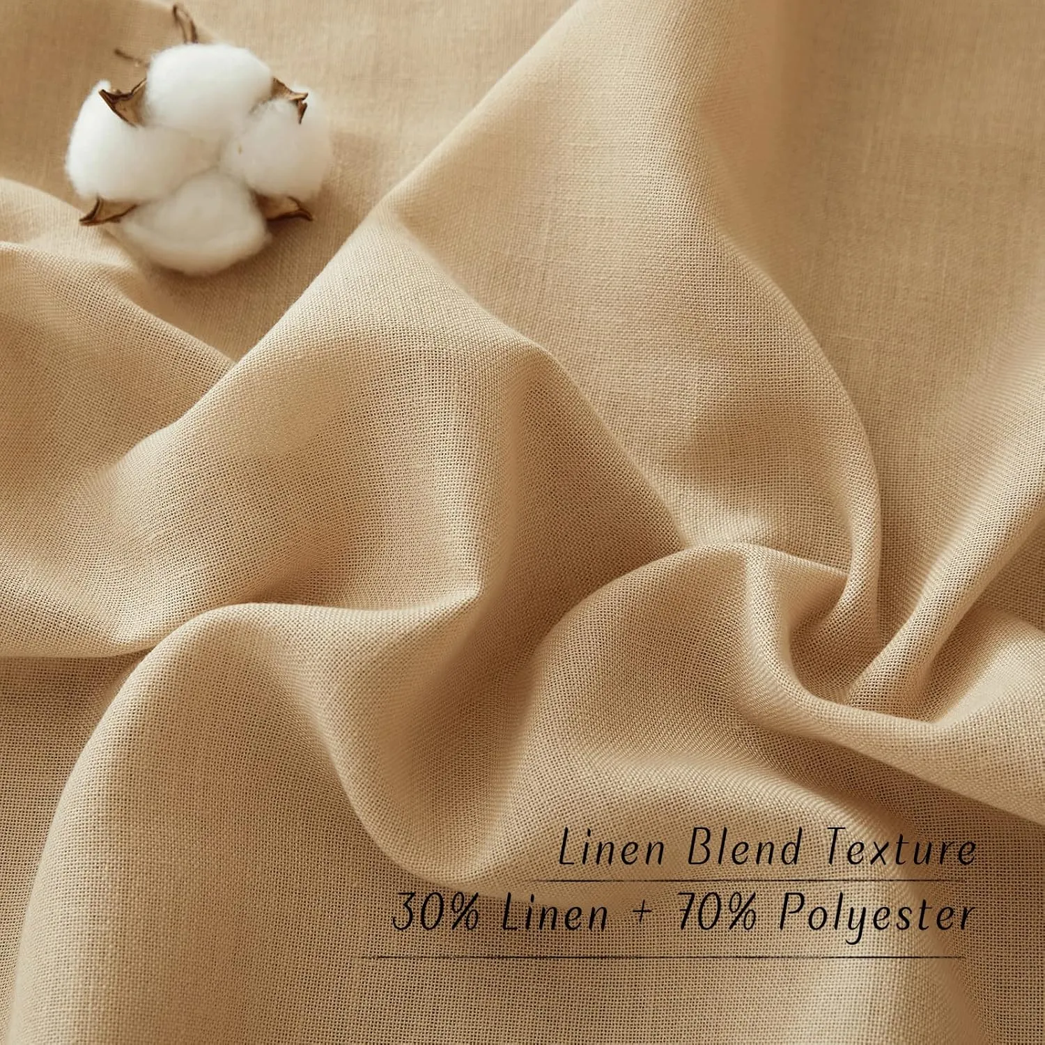 NICETOWN Living Room Curtains 84 inch Long Linen Blend, Grommet Privacy Added Thick Flax Semi Sheer Not See Through Window Curtains & Drapes for Bedroom/Farmhouse, Burlap, W55 x L84, 2 Panels