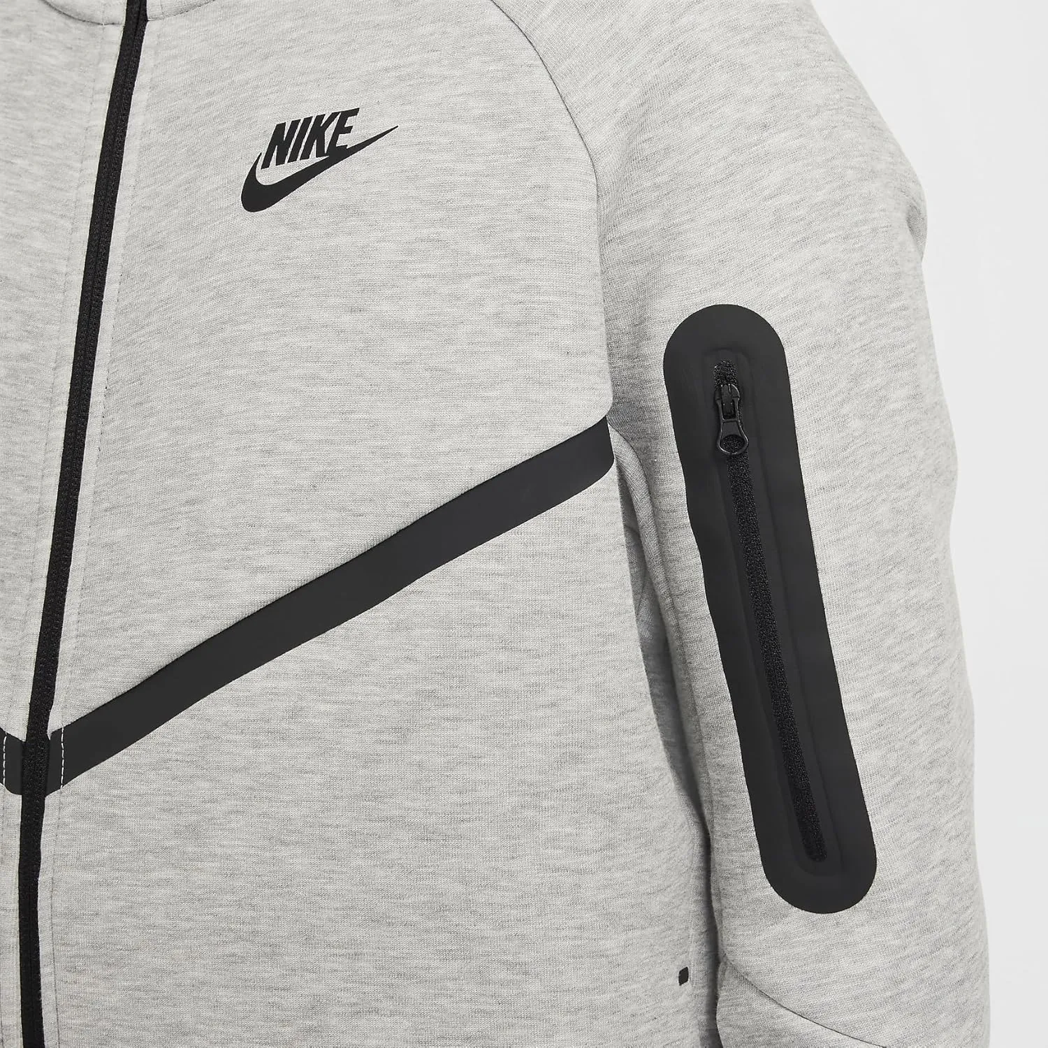 Nike Sportswear Tech Fleece Big Kids' Full-Zip Hoodie (Extended Size) (HV6166-063, ark Grey Heather/Dark Grey Heather)