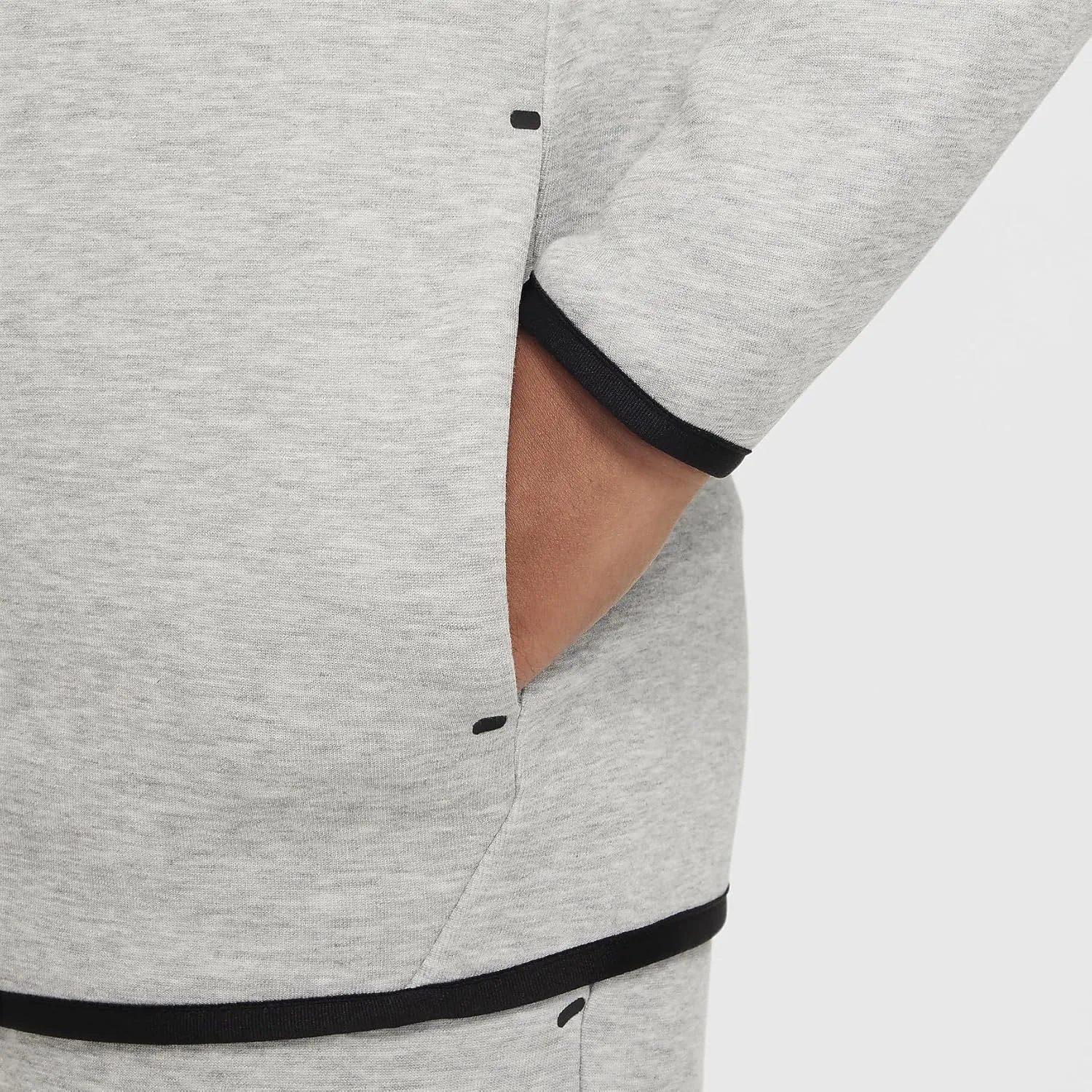 Nike Sportswear Tech Fleece Big Kids' Full-Zip Hoodie (Extended Size) (HV6166-063, ark Grey Heather/Dark Grey Heather)