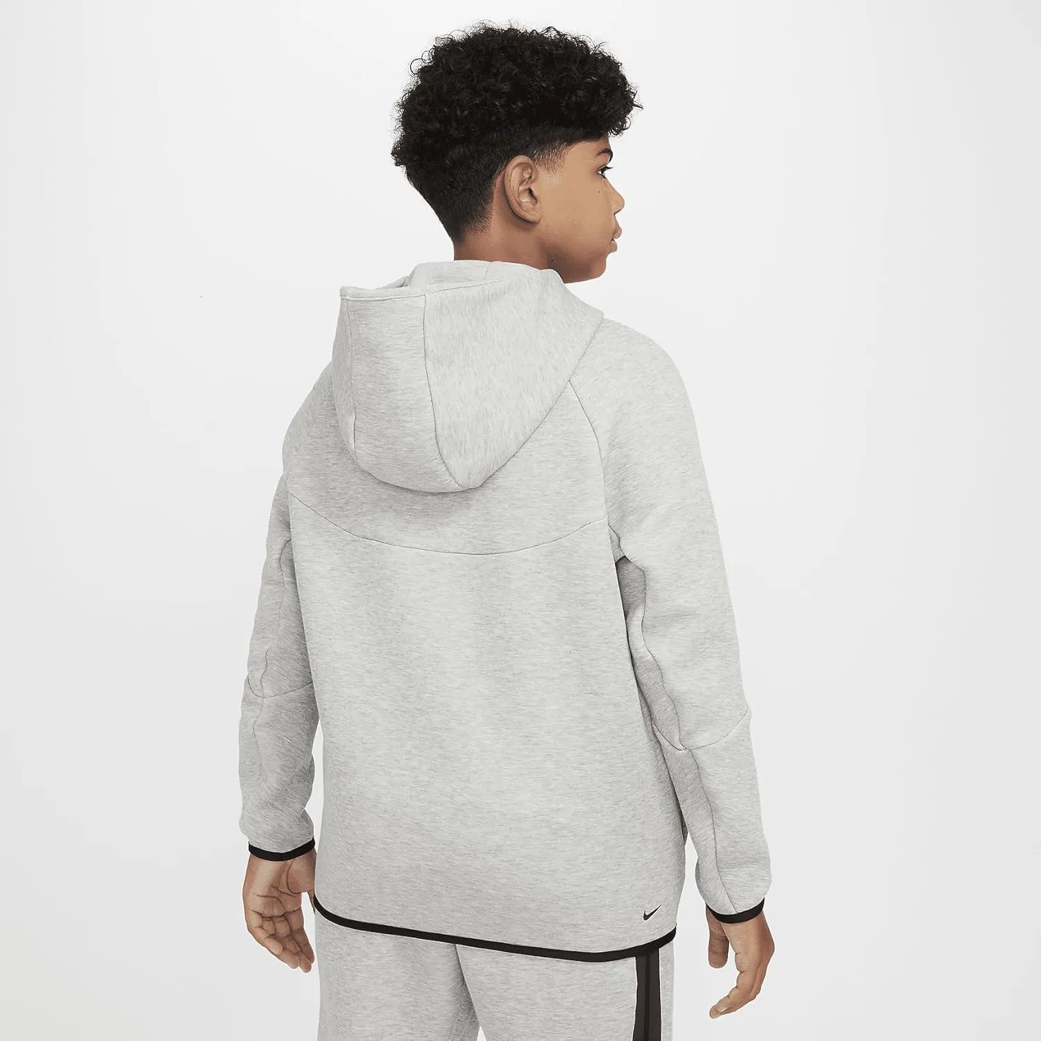 Nike Sportswear Tech Fleece Big Kids' Full-Zip Hoodie (Extended Size) (HV6166-063, ark Grey Heather/Dark Grey Heather)
