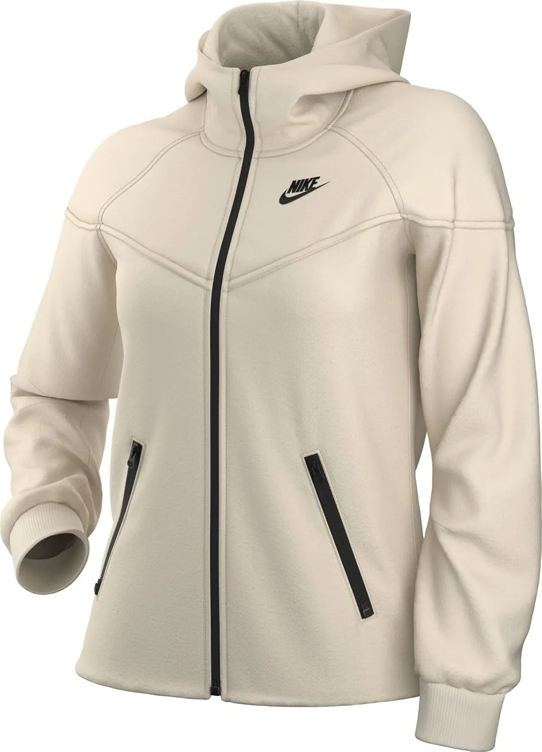 Nike Sportswear Tech Fleece Windrunner Women's Full-Zip Hoodie (FB8338-110, Pale Ivory/Black)