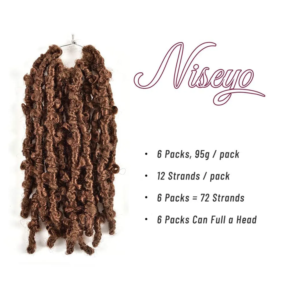 Niseyo 6 Packs Butterfly Locs Crochet Hair 12 Inch color 30 Pre Looped Distressed Locs Crochet Braids (30#)