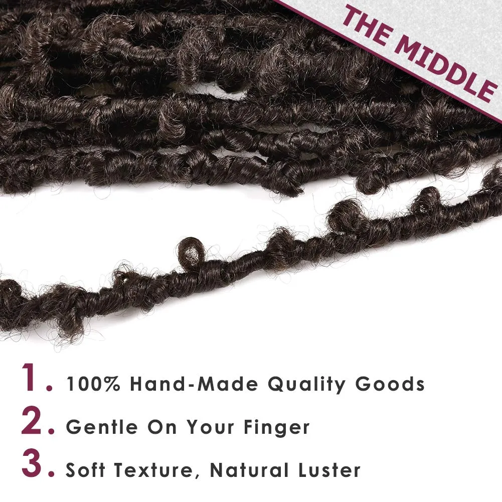 Niseyo 6 Packs Butterfly Locs Crochet Hair 12 Inch Pre Looped Brown Distressed Locs Crochet Braids (4#)