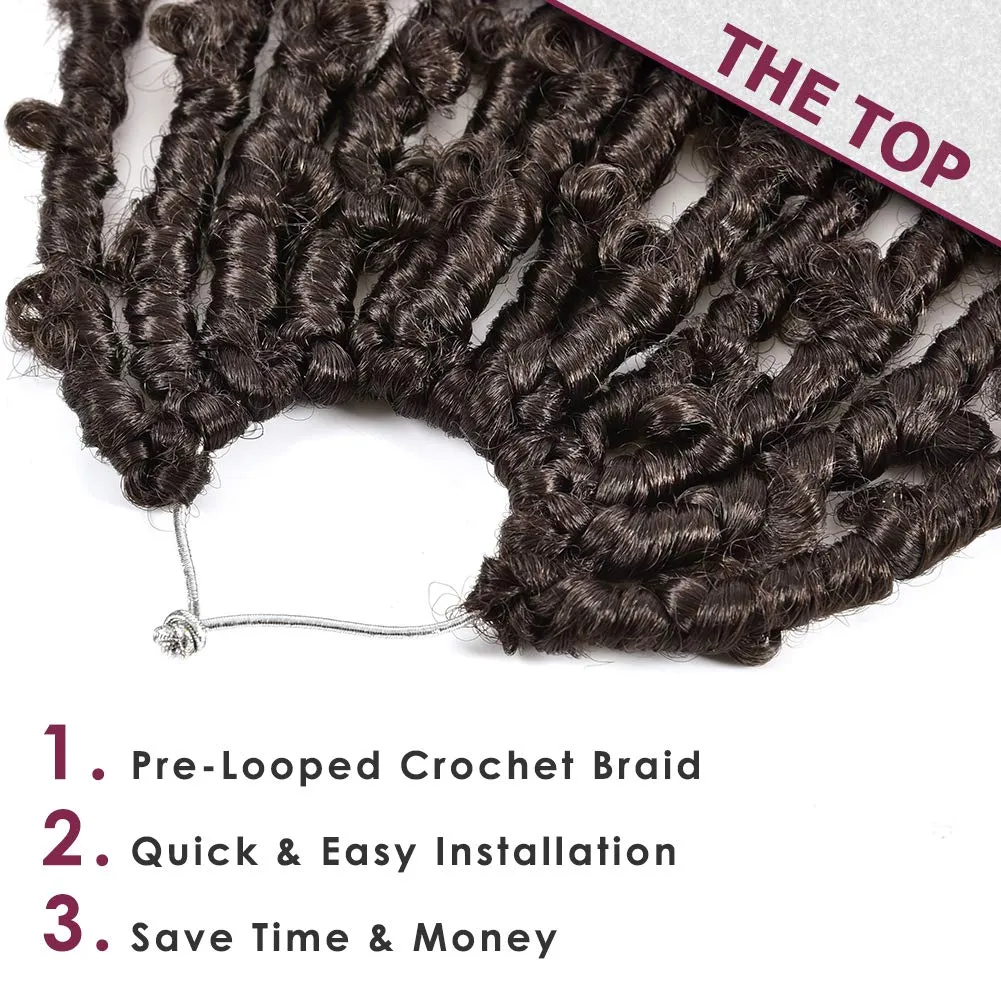 Niseyo 6 Packs Butterfly Locs Crochet Hair 12 Inch Pre Looped Brown Distressed Locs Crochet Braids (4#)