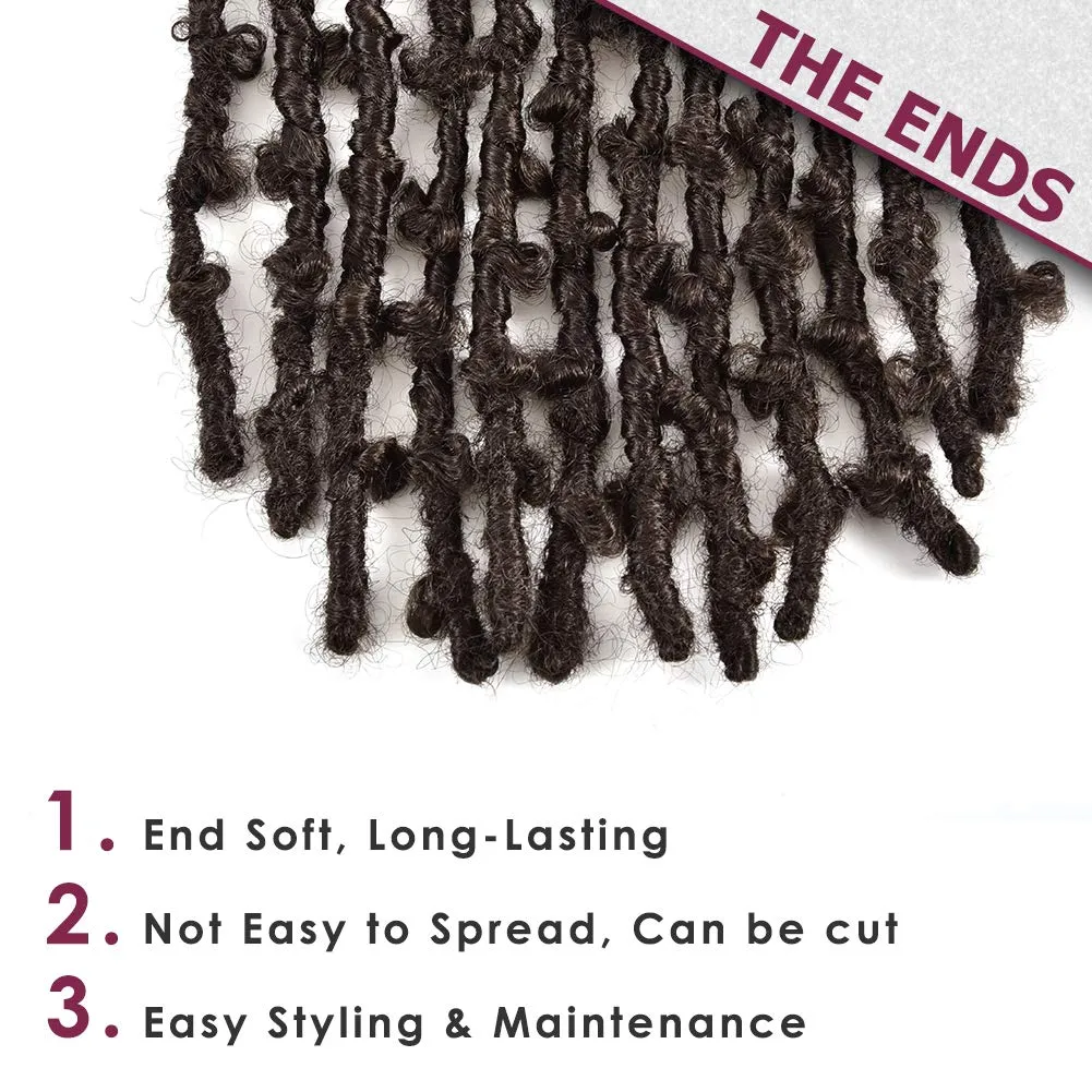 Niseyo 6 Packs Butterfly Locs Crochet Hair 12 Inch Pre Looped Brown Distressed Locs Crochet Braids (4#)