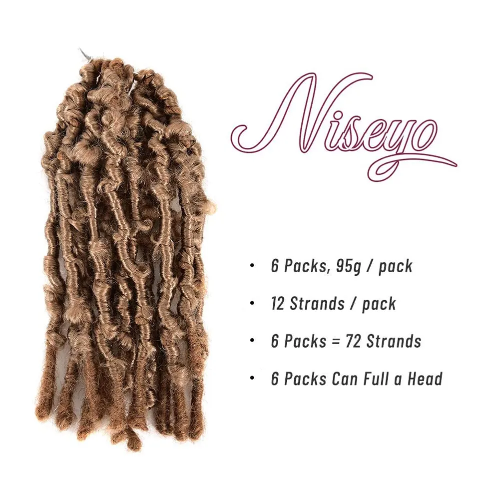 Niseyo 6 Packs Butterfly Locs Crochet Hair 12 Inch Pre Looped Distressed Locs Crochet Braids (27#)