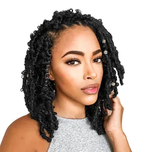 Niseyo 6 Packs Butterfly Locs Crochet Hair 12 Inch Pre Looped Natural Black Distressed Locs Crochet Braids (1B)