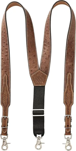 Nocona Belt Co. Men's Ostrich Print Leather Suspender