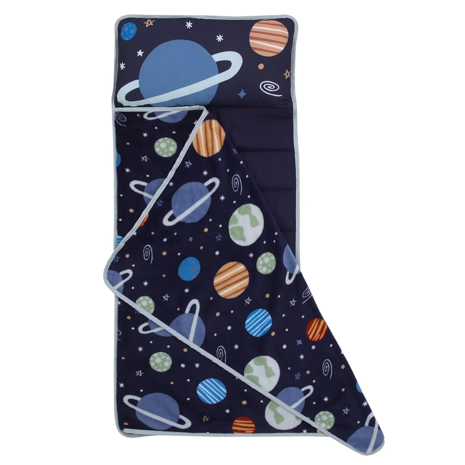 NoJo Everything Kids Solar System Navy, Orange, and Gray Toddler Nap Mat