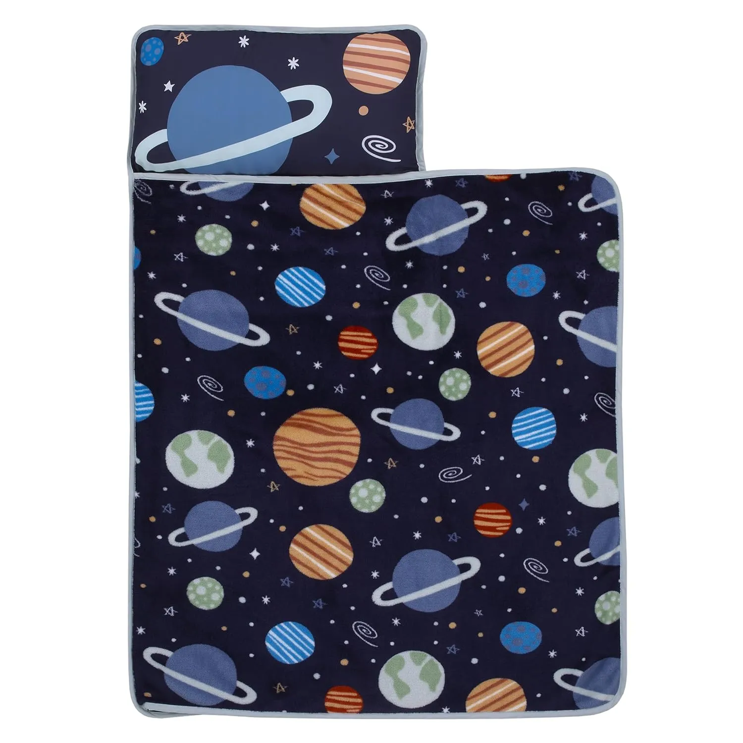NoJo Everything Kids Solar System Navy, Orange, and Gray Toddler Nap Mat