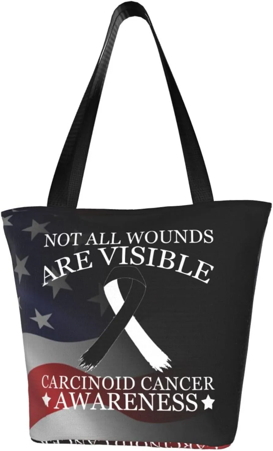 Not All Wounds Are Visible Carcinoid Cancer Awareness Fashion Shoulder Bag Large Capacity For Man Or Woman