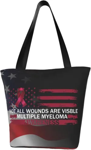 Not All Wounds Are Visible Multiple Myeloma Awareness Fashion Shoulder Bag Large Capacity For Man Or Woman