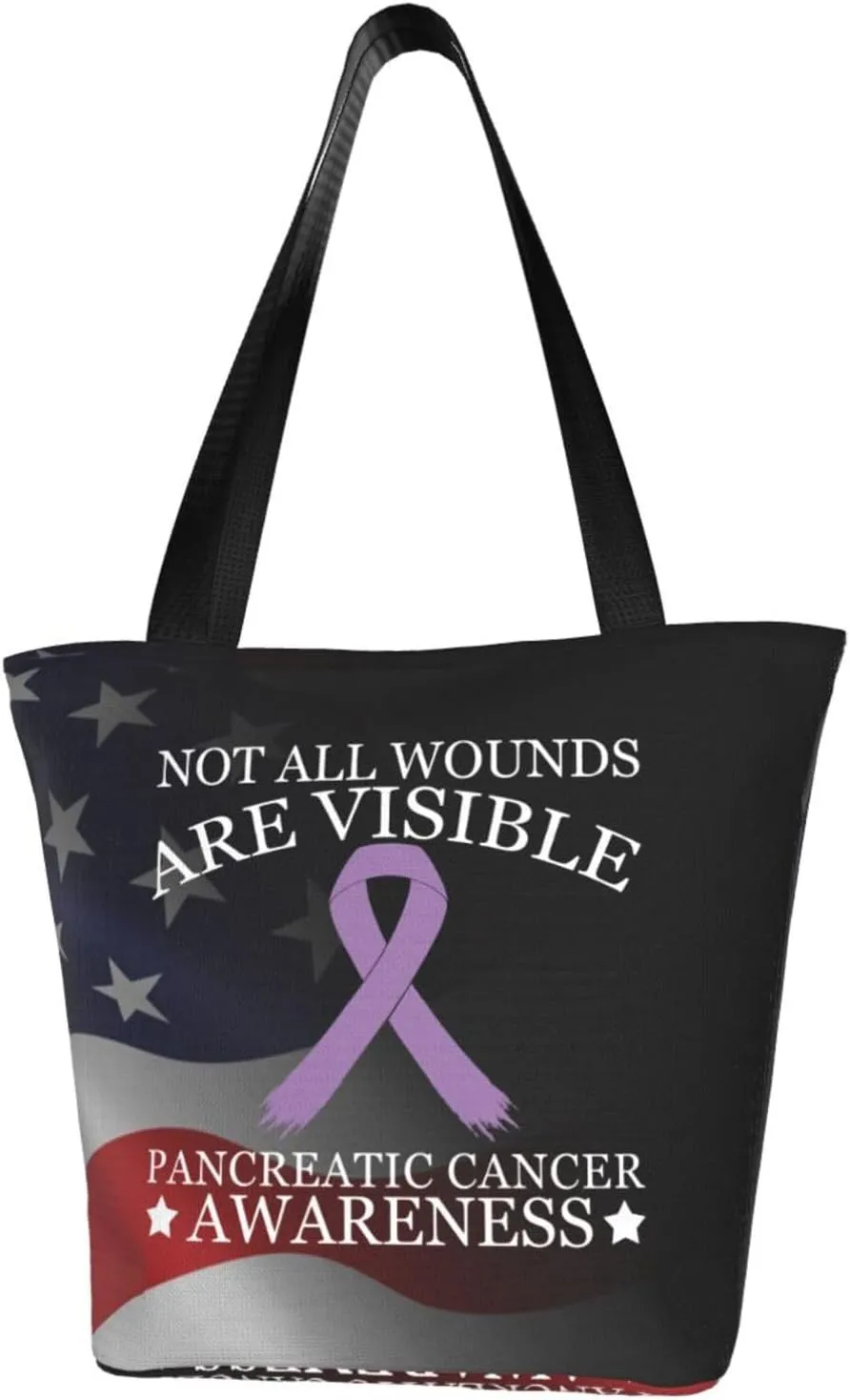 Not All Wounds Are Visible Pancreatic Cancer Awareness Fashion Shoulder Bag Large Capacity For Man Or Woman