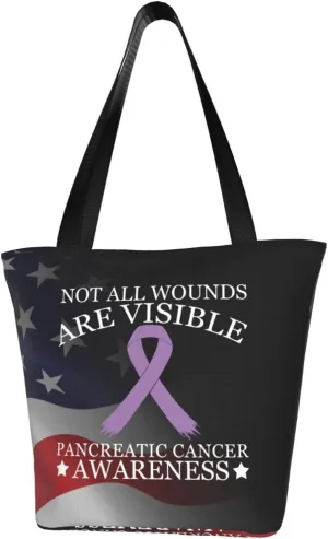Not All Wounds Are Visible Pancreatic Cancer Awareness Fashion Shoulder Bag Large Capacity For Man Or Woman