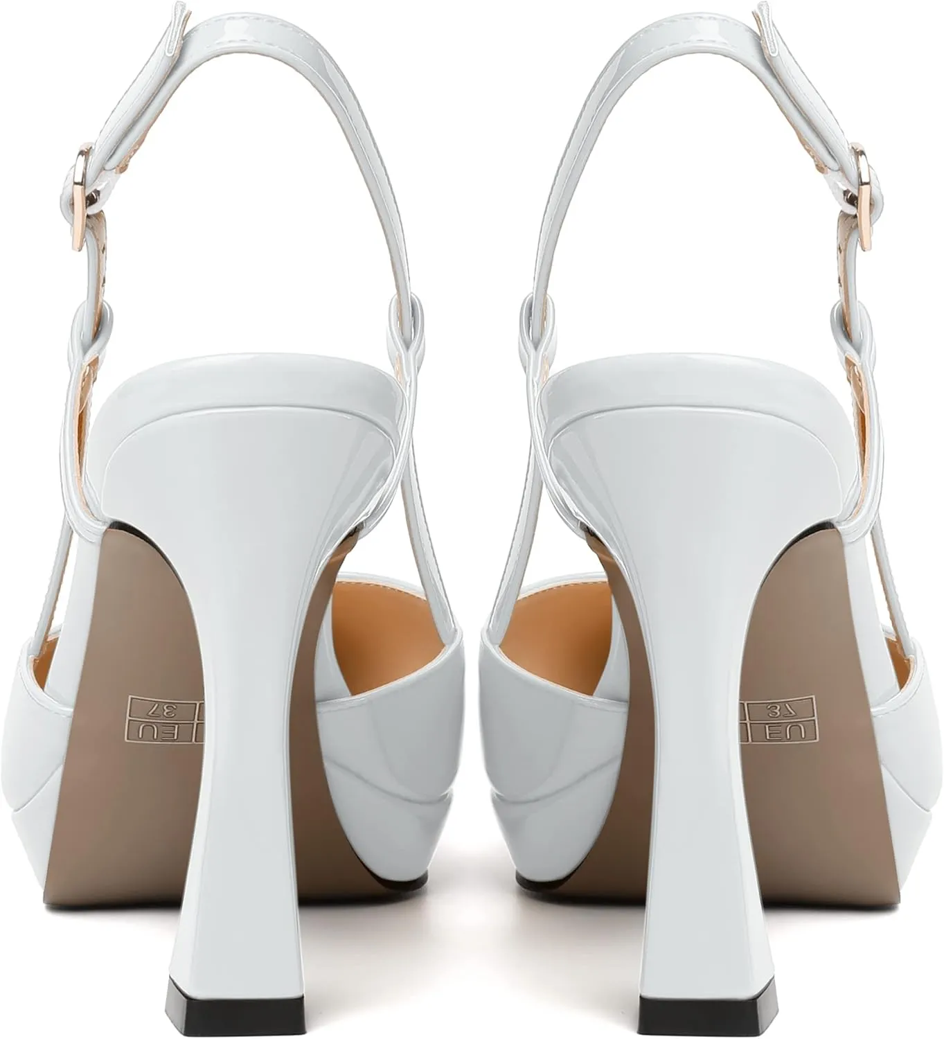 NUMALEO Womens Patent Adjustable Strap Bridal Pointed Toe Dress Buckle Spool High Heel Pumps Shoes 4 Inch