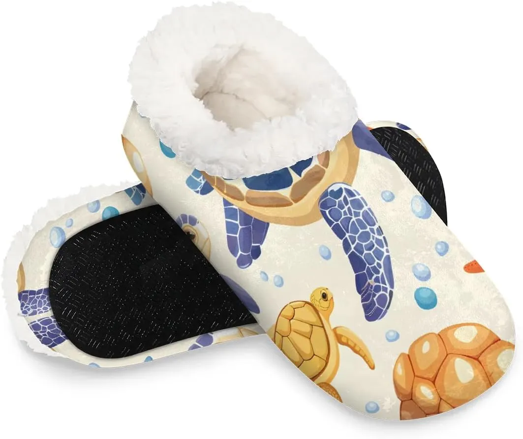 Ocean Sea Turtle Starfish Soft Home Slippers for Women Lightweight Men's House Shoes Women's Slippers