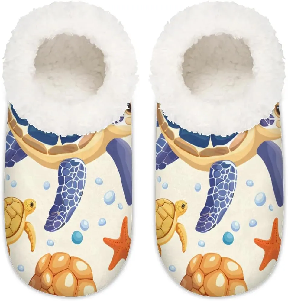 Ocean Sea Turtle Starfish Soft Home Slippers for Women Lightweight Men's House Shoes Women's Slippers